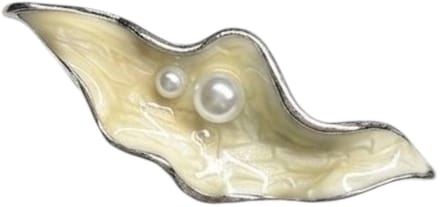 2 Love It Pareloester - broche - zilver met wit emaille - dubbele witte parel - organisch ontwerp