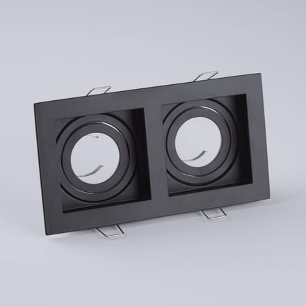 Searchlight Inbouwlamp Grid Two, 2-lamps, zwart, 18,5x10cm, aluminium, GU10