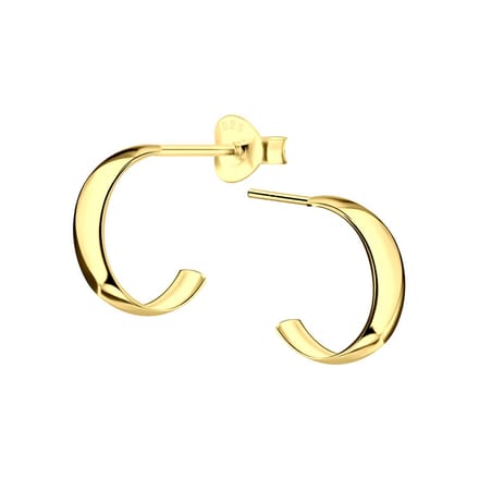 Joy|S - Zilveren oorringen stud - 3 mm / 11 mm - gold plated