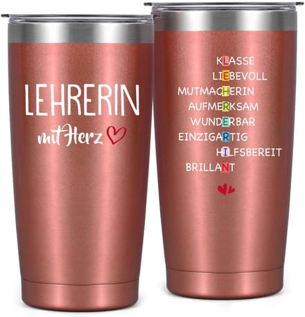 Dailygoods- Thermobeker 600ml - Afscheidsgeschenk - Lerares - Cadeau - Hart - Duurzaam - Beker