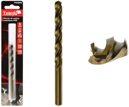 Tvardy HSS Cobalt Boor - Drievoudige Groeven - 8 mm - Warmtebestendig