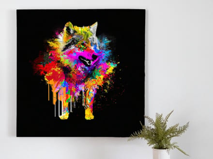 Fiery wolf in technicolor | Fiery Wolf in Technicolor | Kunst - 40x40 centimeter op Dibond | Foto op Dibond