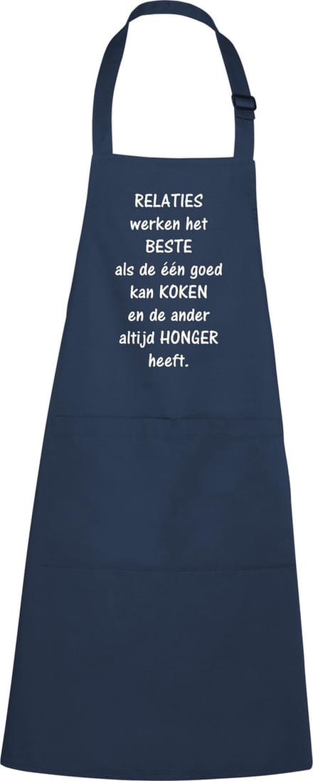 Keukenschort - BBQ schort - Relaties werken het beste als…  - navy/blauw