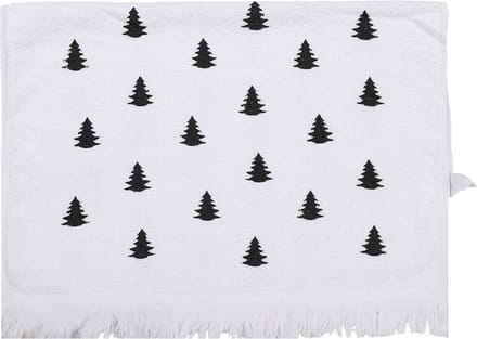 Clayre & Eef Gastendoekje 40x66 cm Wit Zwart Katoen Kerstbomen