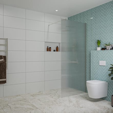 FugaFlow Eccelente Vetro inloopdouche badkamer - 90x200cm - ribbelglas - wandarm - geborsteld RVS -