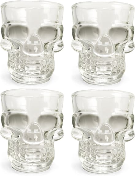 Kikkerland Shotglas - Set van 4 - 45ML - Vaatwasmachinebestendig - In een schedel design