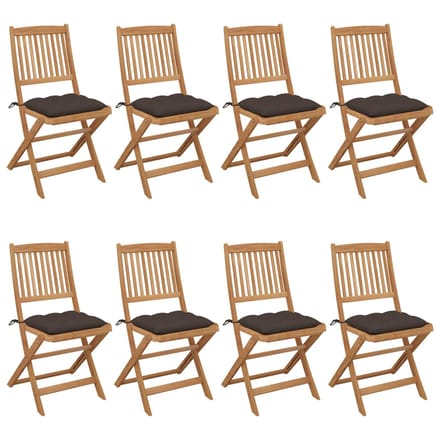 vidaXL - Inklapbare - stoelen - 8 - st - met - kussens - massief - acaciahout
