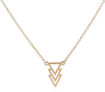24/7 Jewelry Collection Driehoek Ketting - Drie Driehoeken - Geborsteld - Goudkleurig