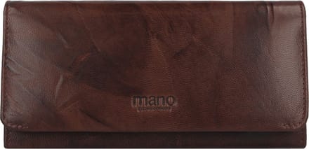 mano Leren Portemonnee Donna Aurona Long Wallet Darkbrown Donkerbruin
