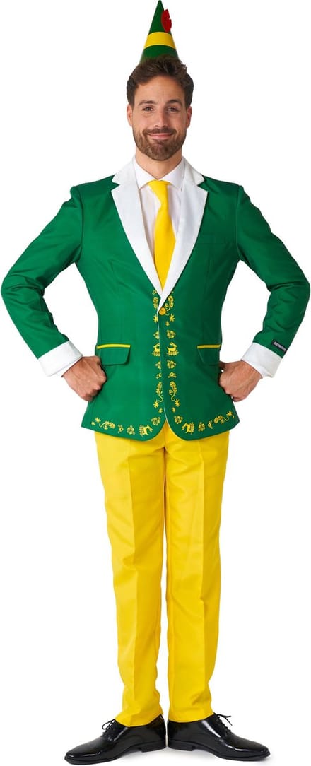 Suitmeister Elf Kostuum - Heren Pak - Kerst - Groen & Geel - Maat M