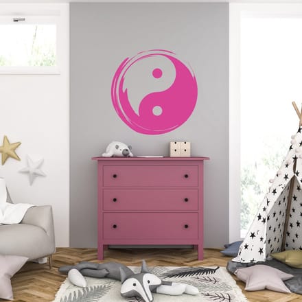 Muursticker - Yin Yang - 40,6 x 40,6 - Roze