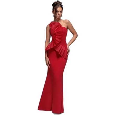 Plissé Eenvallige One-Shoulder Jurk Dames Goddiva