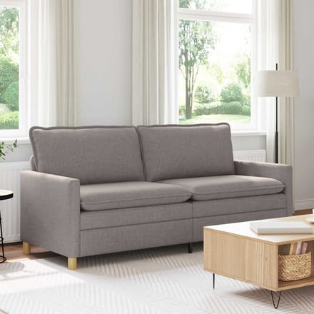 vidaXL - Bank - 3-zits - Taupe - 196 - x - 81 - x - 87,5 - cm - Stof