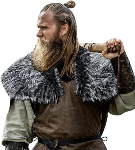 Allecto Plus - Vikingkraag Imitatiebont Sjaal Heren Wrap Accessoire - Winter Kostuum Optie