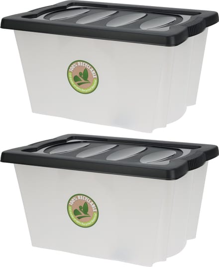 Storage Solutions Opberg box/doos - 2x - kunststof - 20 liter - 43 x 33 x 24 cm