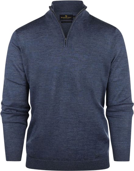 Steppin' Out Half Zip Trui Merinowol Indigo Blauw - Maat 3XL - Heren - Pullovers