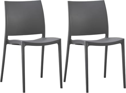 Set van 2 Stapelbare Tuinstoelen - Onderhoudsvriendelijk, Weerbestendig en Ergonomisch - Donkergrijs