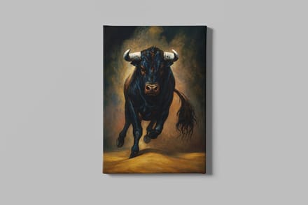 Canvas Schilderij - Dieren - Sterke Stier - 90x60x2 cm