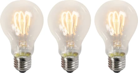 LUEDD Set van 3 E27 LED gedraaide filament lampen A60 helder 3W 210 lm 2200K