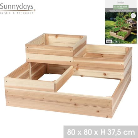"MON JARDIN" HOUTEN MOESTUIN MET 4 NIVEAUS 80X80XH37,5CM