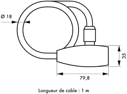 Motorslot, met sleutel, STUNT, 18 mm, 100 cm, THIRARD