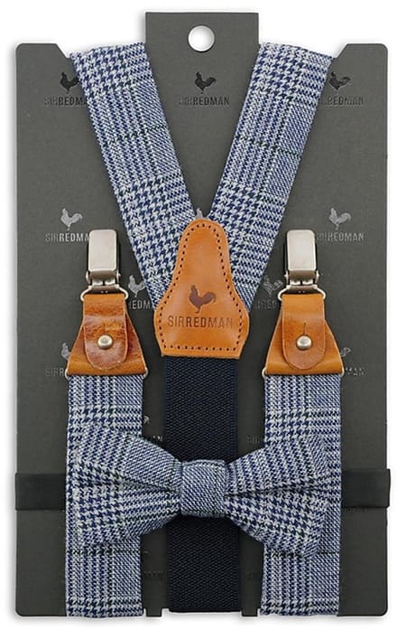 Sir Redman - Bretels met strik - bretels combi pack Maher Tweed - blauw / groen / grijs / wit