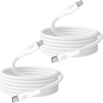 Oplaadkabel geschikt voor iPhone 14 13 12 11 x - Lightning naar usb C kabel - Oplader - 2 stuks - 3 meter - Lang - Wit
