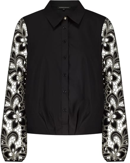 TRAMONTANA - Embroidered sleeve blouse - C24-17-401 - 009000 Black