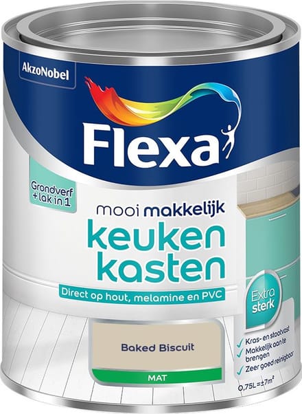 Flexa - Mooi Makkelijk Keukenkasten Mat - Baked Biscuit - Mengverf - 750 Ml