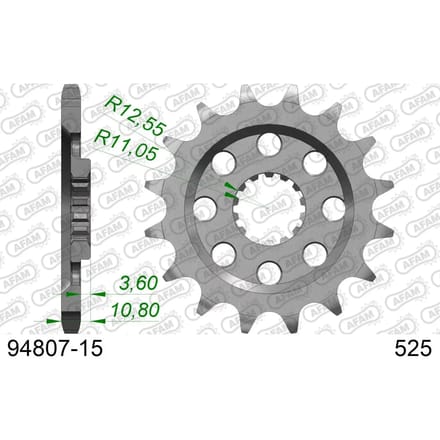 Stalen motortandwiel voor Afam 525 15 dents
