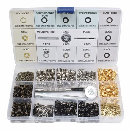 oogjespons set 403 delig - zeilringen - zeilogen set - doorvoertules - grommet set - asta