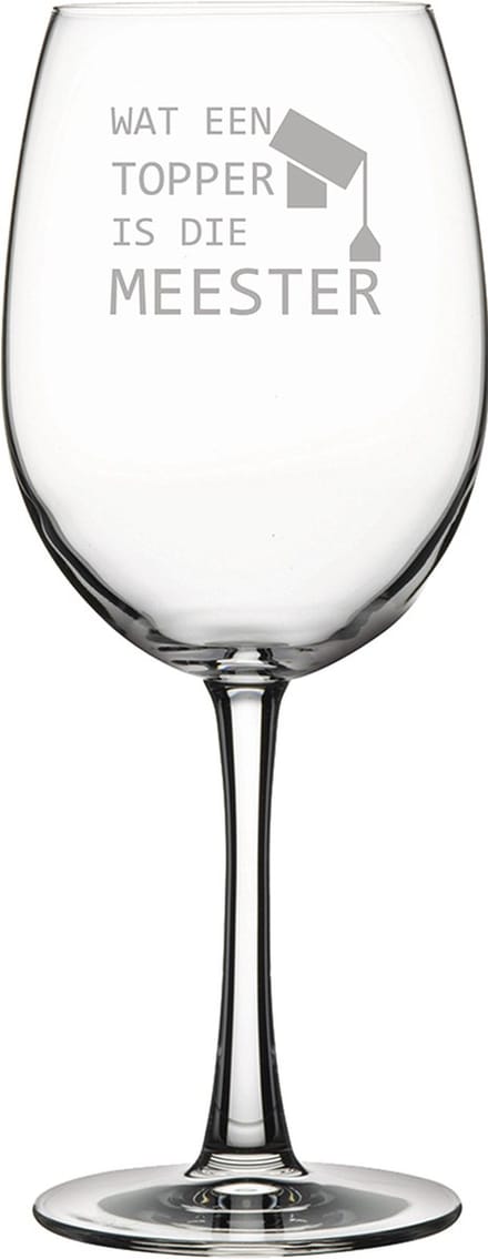 Gegraveerde Rode wijnglas 58cl Wat een topper is die meester