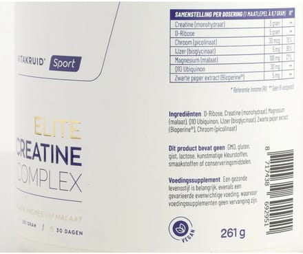 Vitakruid Elite Creatine Monohydraat Complex - 2 x 261 gr - Voordeelverpakking