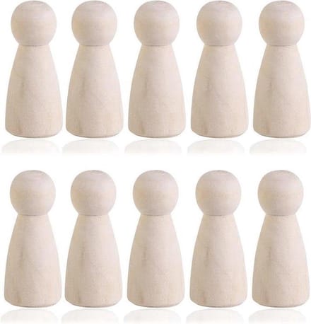 20x Houten Pion - groot formaat 5CM - Vrouwtjes Pionnen - Peg Dolls/Poppetjes
