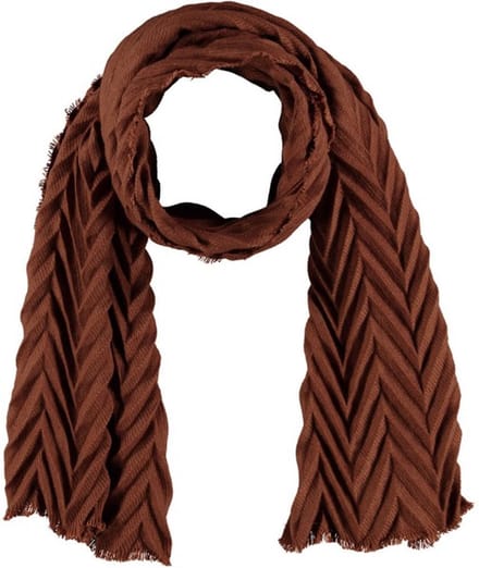 Sarlini Langwerpige Woven Plisse Sjaal Mid Bruin