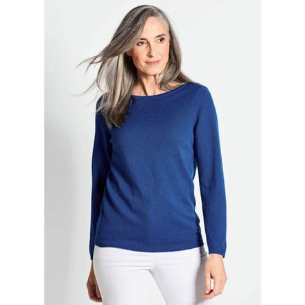 Pullover van kasjmier met boothals - koningsblauw - Gr. 38 van Goldner Fashion