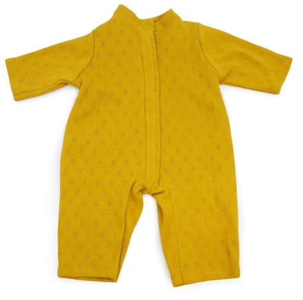 Asi poppenkleding - roomper okergeel, multicolor poppenoutfit.