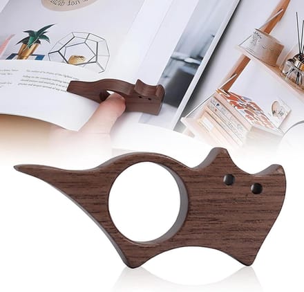 Boekhouder Duimsteun - Leeshulp Accessoire - Comfortabel Lezen - Handgemaakt Walnoothout - 7.3 x 3.2 cm - Bruin