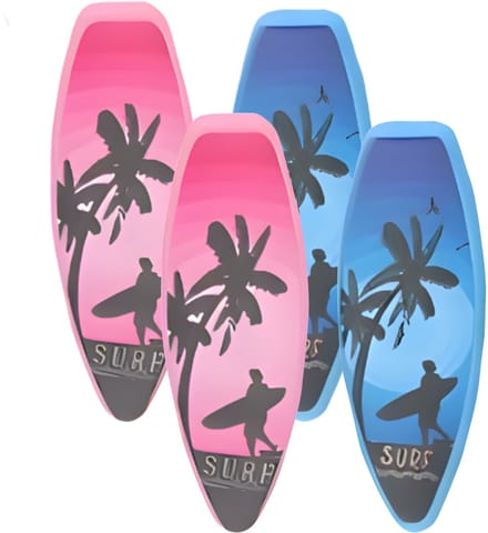 Gerimport Handdoekknijpers - 4x - surfplank - blauw/roze - handdoekklem - kunststof