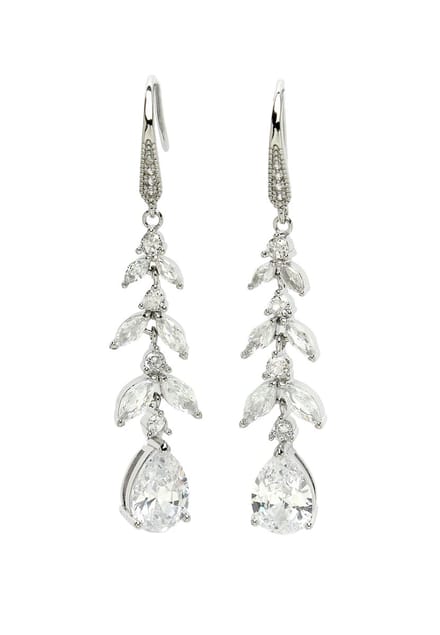 AVANT-GARDE PARIS Diva Collection - elegante petal drop earrings - 1 paar - rhodium plated met fish hook sluiting
