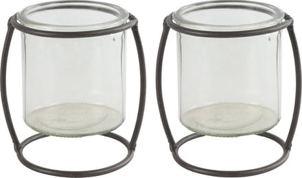 Set Waxinelichtjes houder Netti 10,5 Cm Staal/glas Bruin (2 stuks)