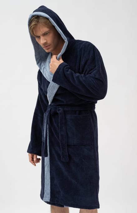 Belmanetti Badjas Heren Bamboe Velours Double Face Luzern 6557/501 Dark Blue S