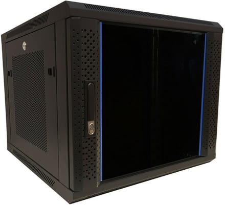 DSIT 9U wandkast met glazen deur - geperforeerde zijpanelen 600x600x500mm (BxDxH) - serverbehuizing - serverrack - serverkast - 19 inch