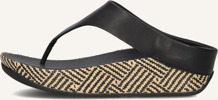 FITFLOP Lulu Lux Graphic Weave Toe-post Slippers - Dames - Zwart - Maat 43