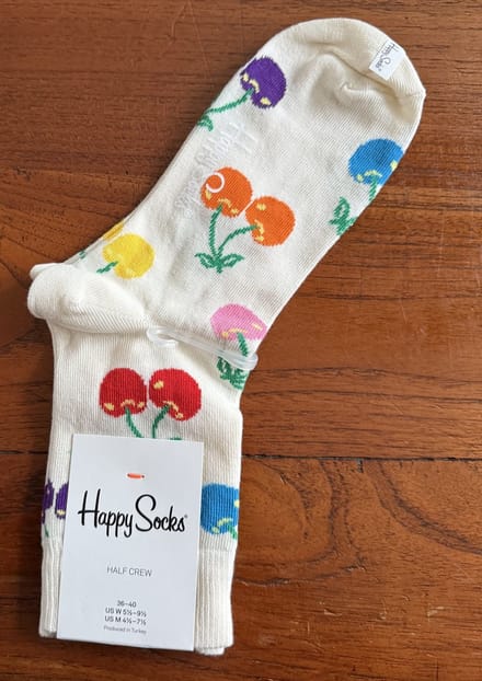 Happy socks, enkel sokken, maat 36-40, kersen