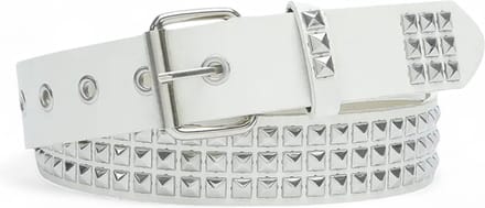 Loud and Clear® - Leren Riem - Riem Met Studs - Studs - Leer - Wit - Zilver - 115 cm