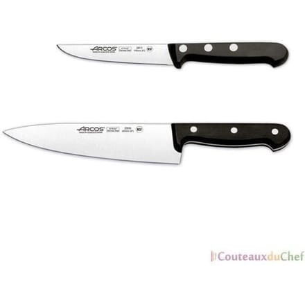 Coffret 2 couteaux - ARCOS - UNIVERSEL - Lames acier inox NIT - Manches en POM noir noir