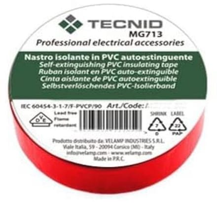 Isolatietape PVC 0,13mm 15mm x 10m - Rood