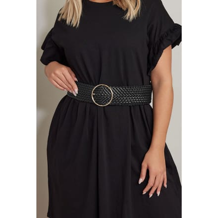 Yours Zwarte Brede Riem Van Imitatieleer Met Latwerksize 58-60