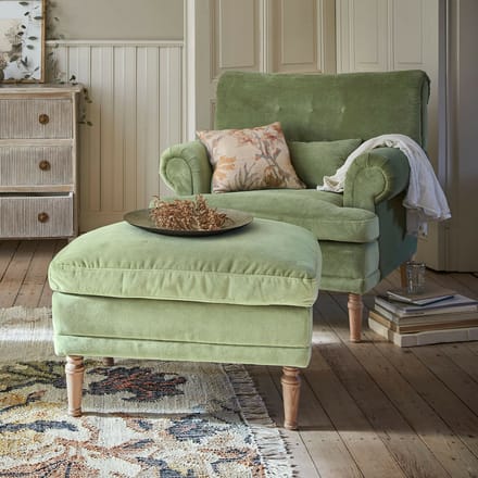 LOBERON Fauteuil met hocker Éclat Émeraude lichtgroen